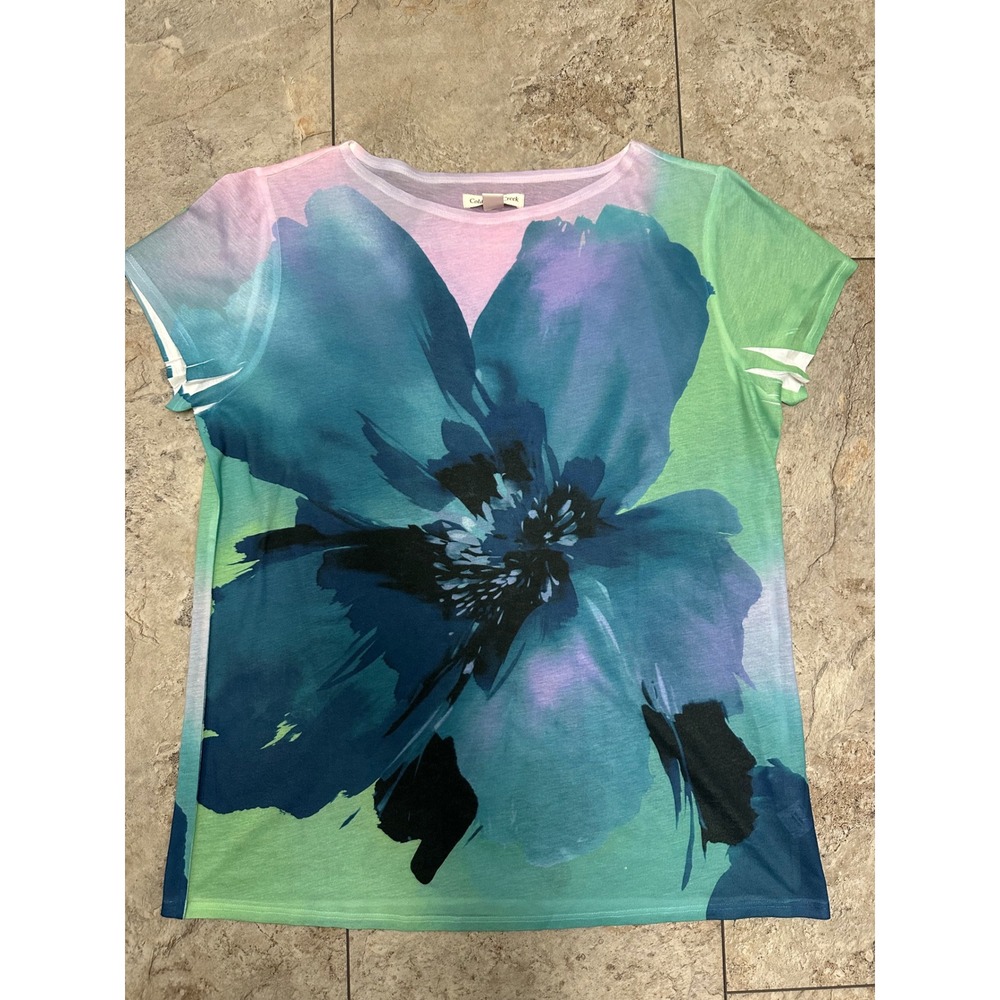 Coldwater Creek Shirt Womens Medium Multicolor Floral Print Top Summer Y2k Boho